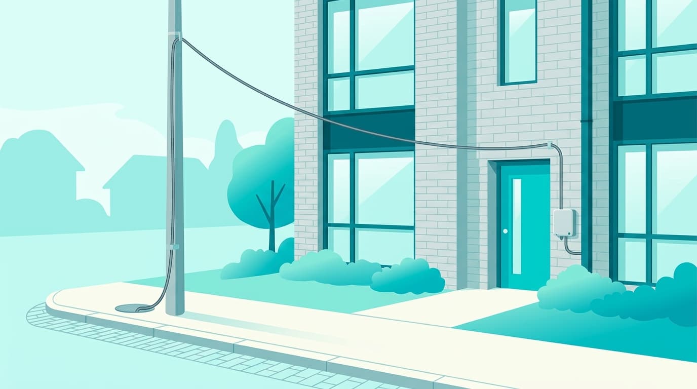 Technicien installant un boîtier de raccordement fibre optique dans un logement